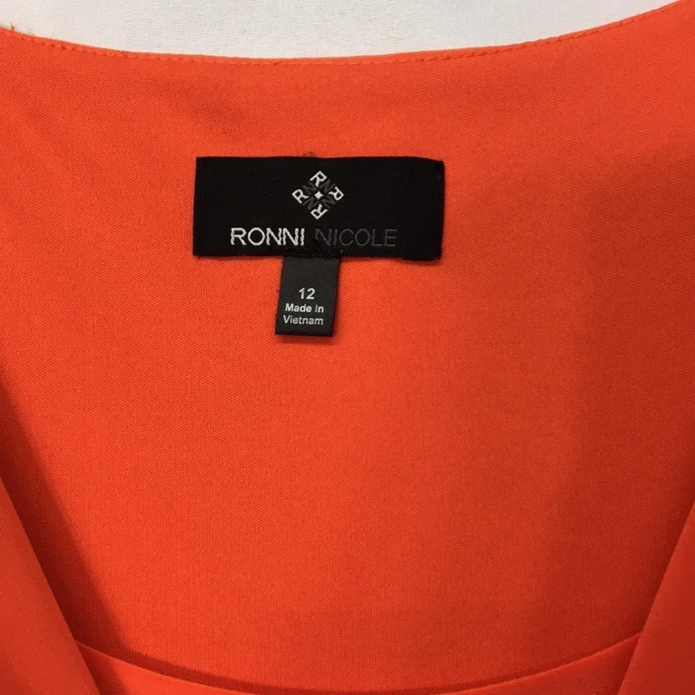 Ronni Nicole Women’s Orange Blouson Dress Size 12 Like-NEW